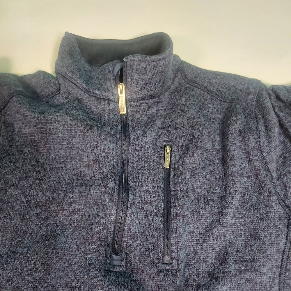 Woolrich Pullover 1/4 Zip Mock Neck Sweater Mens L Blue Preppy Outdoors Classic‎